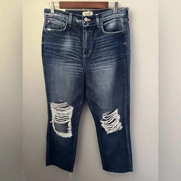 New L'AGENCE Adele Rigid Stovepipe High Rise Crop Jeans in Newberry Size 28
